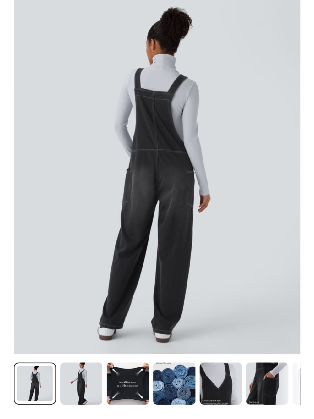 HALARA Black Flex Denim Jumpsuit with Pockets - Picture 2 of 7
